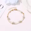 Anklets Double Layer Beach Gold Anklet For Women Shambhala Diamond Ball Bead Girls Elegant Fashion Daily Ankle Jewelry