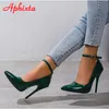 Kledingschoenen Aphixta Oranje luxe kristallen Buckle Pimp Super High 12 cm Stiletto Heel Pumps Women Pointed Toe kleurrijke feest 230220