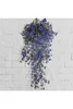 Couronnes de fleurs décoratives fleur artificielle plante pendante violet 5 Branches mur maison jardin clôture décor faux plastique suspendu mariage Bi