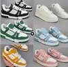2023 Couple Sneakers Sneakers Designer Virgil Calfskin Leather Abloh white green red and blue lettering covered platform low outdoor walking