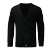 Pulls pour hommes couleur tricot foncé revers pull Cardigan manteau simple boutonnage solide noir à capuche hommes grande capuche hommes