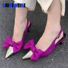 SDWK 6cm Spring Summer New Butterfly-knot Pumps Women Shoes Fashion Pointed Toe Ladies Elegant Slingback Sandals Tacones Mujer 0220