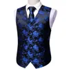 Coletes masculinos designer azul marinho mass de casamento coletes Paisley Jacquard Tecido Folral Silk Coloat Broches