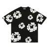 Camisetas masculinas 22sss lava -espuma estampa de flores camisa masculina Mulheres tamanho da UE algodão de alta qualidade Tees Moda Moda de verão Roupas