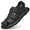 Sandaler äkta läder casual skor för män av hög kvalitet klassisk sommar utomhus promenad sneakers andas 230220