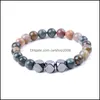 Bracelets de charme amantes homens homens hematita artesanal 8mm Buda Buda Indian Agate Stone Bracelets Summer Women Jewelry Gift Drop Delivery Dhizt