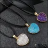 Pendentif Colliers Amour Coeur Reiki Guérison Résine Druzy Druse Collier Chakra Puissance Pierres Énergie Pierre Drop Livraison Bijoux Pendentifs Dhxg1