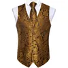 Gilet pour hommes causal causal Gold Black Vest Floral Imprimer floral Colde de poche carrée de boucles de bouchette