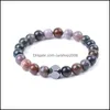 Bracelets de charme amantes homens homens hematita artesanal 8mm Buda Buda Indian Agate Stone Bracelets Summer Women Jewelry Gift Drop Delivery Dhizt