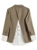 Blazer da donna Blazer LANMREM Blazer patchwork per donna Cappotto monopetto monopetto con intaglio a righe Abbigliamento casual femminile Primavera 2R3771 230220