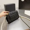 Klassische Mini -Lappen -Brieftasche auf Kettenbeutel Frauen Luxurys Designer Kosmetische Doppelketten Perlen Matelasse Crade Halter Geldbörsen Multi -Pochette Clutch Senior Handtaschen