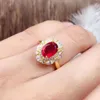 Cluster Rings Myanmar 925 Silve Natural Ruby Gemstone Ring Fine Jewelry