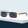 Lunettes de soleil pour hommes femmes luxe occhiali da sole classique à la mode sans cadre rectangle lunettes de soleil d'affaires rétro clair sans monture corne de buffle designer lunettes de soleil hommes