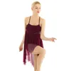 Vestido de dança de balé feminino de palco vestido espaguete com cinta sem mangas dança