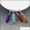 Naszyjniki wisiorka Wrap Chakra Stone Point Pendum Healing Crystal Reiki Charms for Naszyjnik Making Amethyst Rose Rose Rose Quartz Dhdnu