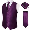 Coletes Masculinos Slim Fit Terno Colete Roxo Preto Cinza Smoking Festa de Casamento Colete Decote Gravata Conjunto Casual Jaqueta Sem Mangas DiBanGu