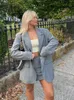 Zweiteilige Damen-Hosen, lässig, solide gesteppte Einknopf-Blazer-Shorts, zweiteiliges Set, schicker Oberbekleidungsmantel, Bürodame, schlanke Shorts, Rock, Anzug 230220