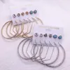 Boucles d'oreilles créoles BLIJERY 6 paires bohème ensemble pour femmes basket-ball Brincos géométrique Punk bijoux cadeau