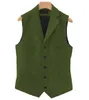 Men's Vests Business Mens Suit Vest Lapel V Neck Wool Herringbone Casual Gentleman Grey Waistcoat Casual Formal Jacket Groomsman For Wedding 230217