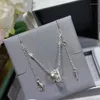 Hänghalsband toppkvalitet 925 silverpläterad rund halsband rörlig diamant fin charmkedja för kvinnor original smycken