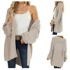 Women's Knits Fashion Women's Loose Casual Knit Mid-length Cardigan Solid Color Long-sleeved Sweater S/ M/ L/ XL For Autumn