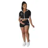 Mulheres Designer Baseball Trechsuits Zipper Manga curta Bordeira bordada de duas peças Jaqueta casual e roupas de shorts