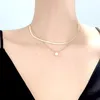 Pendant Necklaces MEYRROYU Stainless Steel Punk Hip Hop 2 Layer Zircon Necklace For Women Gift Trend Chain Fashion Jewelry Wholesale
