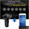 Kit Bluetooth Car Kit مزدوج USB FM Transmitter Aux Modator O Mp3 Player مع 3.1A الشاحن السريع لتوصيل الشاحن الهواتف المحمولة للدراجات النارية الإلكترون DHR4L