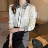 البلوزات النسائية Blusas Mujer de Moda 2023 Lace Under Twlar Chiffon Blosue Shirt Tops Femme Long Sleeve Blouse Woman