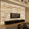 Bakgrundsbilder Non-Woven Fashion 3D Stone Bricks Wallpaper Mural för vardagsrum SOFA BAKGRUNDER Hemguldinredning