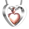 Pendant Necklaces JJ001 Double Heart Cremation Urn Necklace For Dad/Mom/Son/Grandma/Grandpa/Sister Keepsake Memorial Jewelry Hold