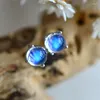 Stud Earrings Exquisite Creative Spherical Simulation Glass Moonstone Girlish Charm Fashion All-Match Trend Jewelry Birthday Gift