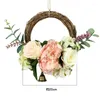 Decorative Flowers Rattan Artificial Flower Wreath For Door Hanging Fake Rose Plant Wedding Pendant Garland Wall Decoration 20Cm