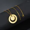 Pendant Necklaces Stainless Steel Necklace Blank For Engrave Gold/Silver Color Metal Round Bar Mirror Polished Wholesale 5pcs