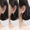 Boucles d'oreilles INZAReal 925 en argent Sterling Zircon coeur perle pour la mode femmes géométrique bijoux fins Punk accessoires