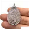 Charms Albero Filo Avvolgente Pietre di cristallo naturale Goccia d'acqua Occhio di tigre Onice nero Pietra di quarzo rosa Ciondoli perline Pendenti per gioielli Hjewel Dhrxr