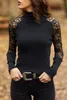 Women's T Shirts Woman Tshirts Lace Stitching Long Sleeves Sexy Tops Casual Women Clothes Solid Basic T-shirt Autumn High Quality