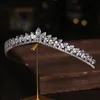 Jóias para cabelos de casamento Acessórios de casamento requintados da coroa de cristal da coroa Tiara Jewelry for Bride Princess Hair Band Queen Diadem Silver Color 230217