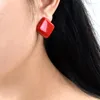 Rücken-Ohrringe, nicht durchbohrt, Ohrschellen für Frauen, gelb, rot, quadratisch, Kunstharz, Ohrclip, geometrischer Schmuck, Boucle Oreille Femme