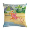 Kissen Sommer Cover 45x45cm Cartoon Flamingo Serie bedruckte dekorative Kissen Schlafzimmer Sofa Bett Stuhl Rückenlehne Leinenkissenbezug