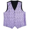 Men's Vests 5PC Barry.Wang Purple Paisley Wedding Vest For Men Suit Silk Necktie Cufflinks Brooches Set Formal Business Waistcoat