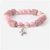 Beaded Wholesale High Quality Colored Lava Volcanic Stone Armband Alloy Jewelry Girl Girl Girl Gift Drop D DHZ3X