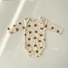 Conjuntos de roupas 7989 Baby Set Roupos de casa 2023 menino barriga de cueca desenho animado urso impressão menina 2 peças roupas de terno