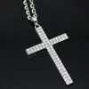 Hip Hop Micro Pave Cross Cross Wiselant Cyrron Crystal Tennis Chain Naszyjnik lód na szyi321t