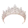Tiaras barock lyxig droppform Crystal Crown Princess Birthday Party Imitation Pearl Tiaras Headwear Bridal Wedding Hair Accesories Z0220