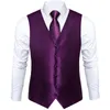 Men's Vests Men's Slim Fit Suit Vest Purple Black Gray Tuxedo Wedding Party Waistcoat Neck Tie Set Casual Sleeveless Jacket DiBanGu