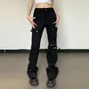 Kadın Pantolon Kadın Kargo Moda Trendi Çoklu Cepler Bootcut Hip Hop Zayıflama Sokak Giyim Punk Grunge Kadınlar İçin Gevşek