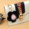 Keychains Fluffy Mink Real Fur Flower Pom Poms Women Key Chain Car Keyring Bag Purse Charms Tillbeh￶r Friends Present SaleyChains Forb22