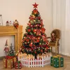 Christmas Decorations Tree Package Flocking Set With LED Lights Colorful Ball Ornaments For Xmas Holiday Year Party Home Decoration