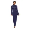 Casual Dresses S-5xl Sexig Turtleneck Pullover Maxi Dress Women Basis Solid Color Long Sleeve Slim Female Plus Size Clothing